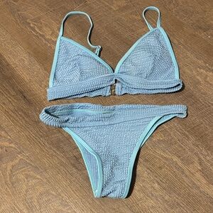 SHEIN Light Blue Textured Bikini